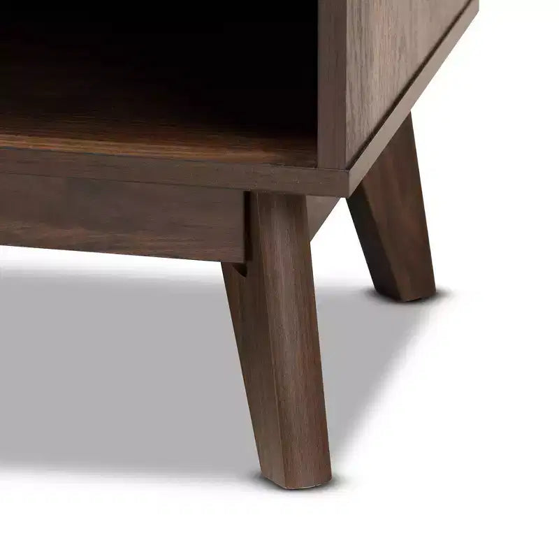 Meuble TV en bois pour téléviseurs jusqu'à 60 pouces Noyer brun - Meuble de divertissement avec rangement