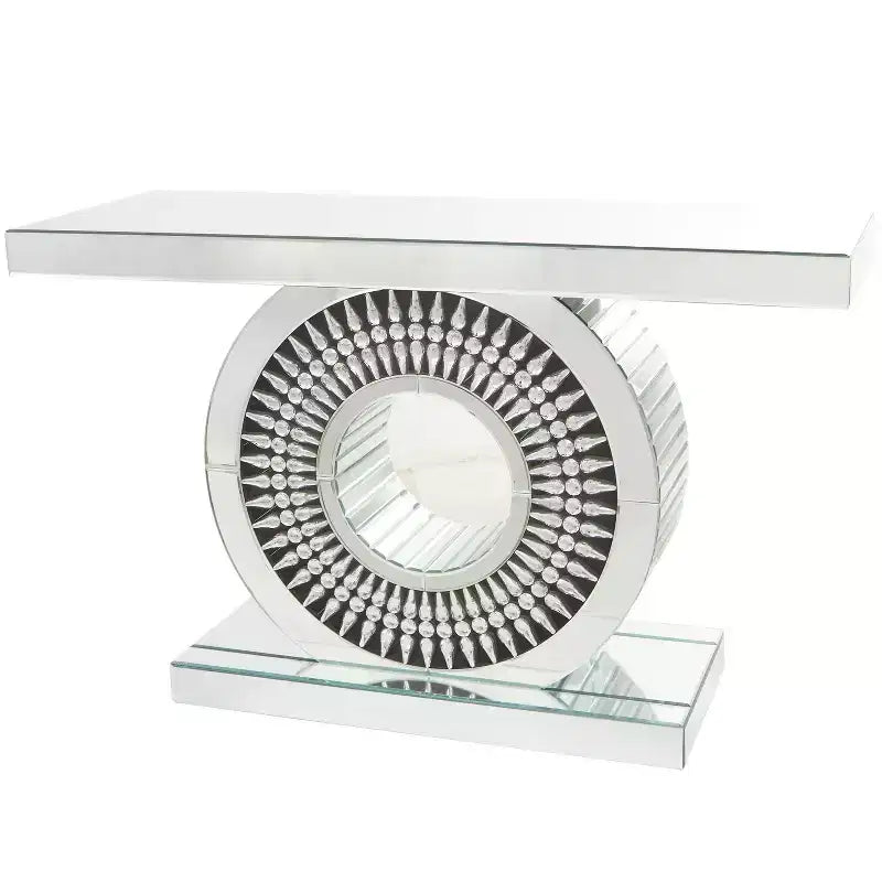Glam Glass Crystal Console Table Silver - Olivia & May: Luxury Entryway Furniture, No Drawers