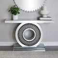 Console en verre et cristal Glam Argent - Meuble d'entrée de luxe, sans tiroirs