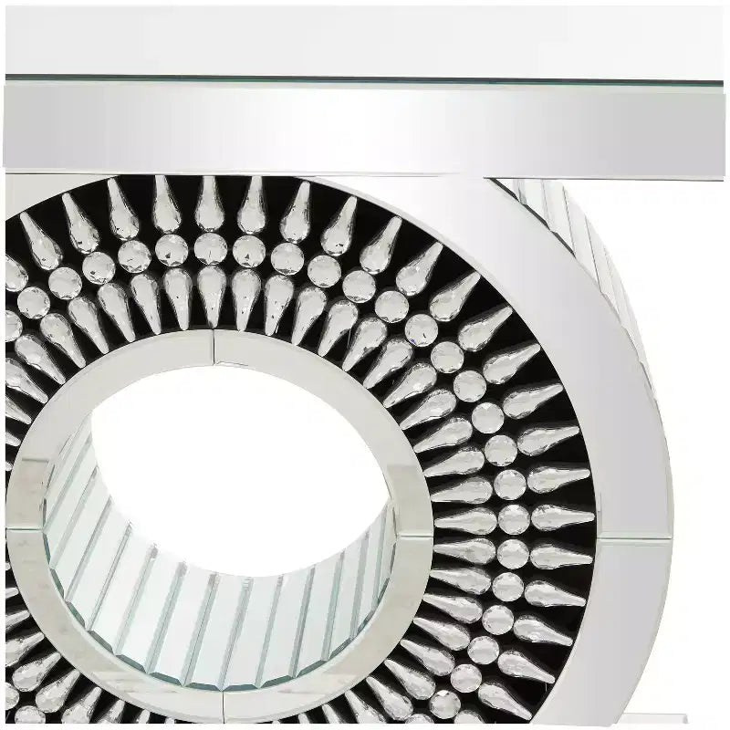 Console en verre et cristal Glam Argent - Meuble d'entrée de luxe, sans tiroirs