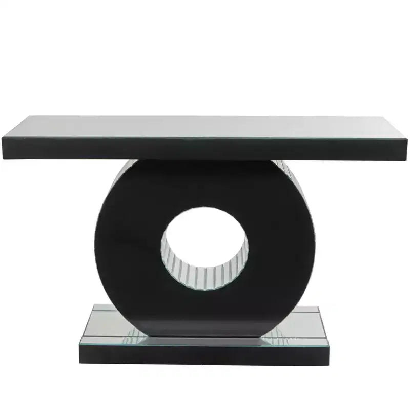 Console en verre et cristal Glam Argent - Meuble d'entrée de luxe, sans tiroirs