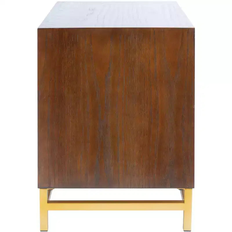 Table de chevet à 2 tiroirs avec accents en laiton