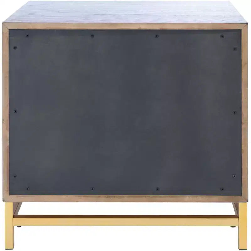 Table de chevet à 2 tiroirs avec accents en laiton