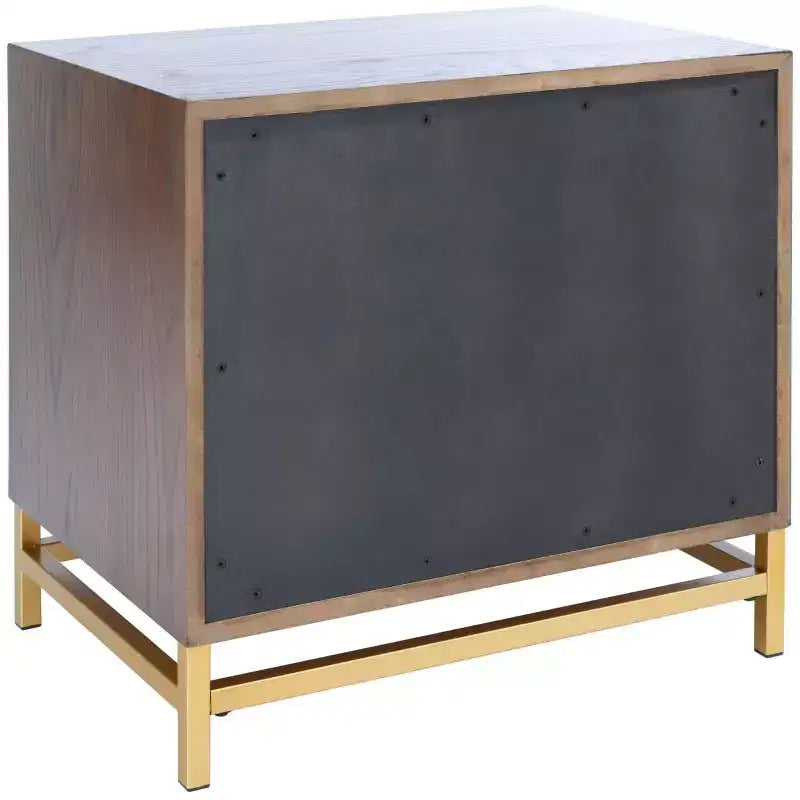 Table de chevet à 2 tiroirs avec accents en laiton