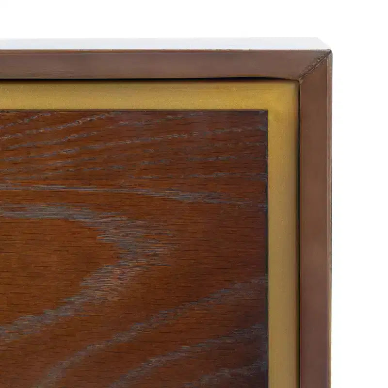 Table de chevet à 2 tiroirs avec accents en laiton