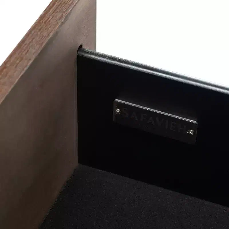 Table de chevet à 2 tiroirs avec accents en laiton