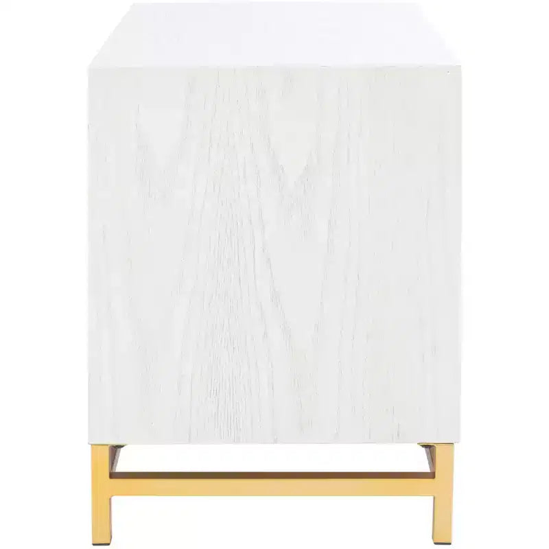 Table de chevet à 2 tiroirs avec accents en laiton