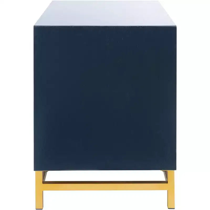 Table de chevet à 2 tiroirs avec accents en laiton