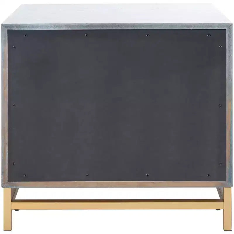 Table de chevet à 2 tiroirs avec accents en laiton