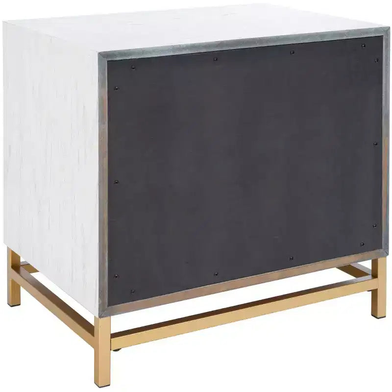 Table de chevet à 2 tiroirs avec accents en laiton
