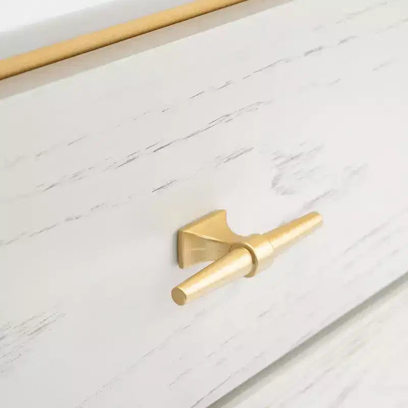 Table de chevet à 2 tiroirs avec accents en laiton
