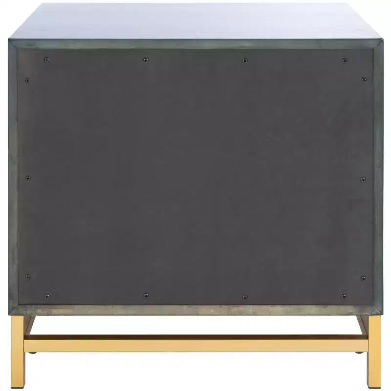 Table de chevet à 2 tiroirs avec accents en laiton