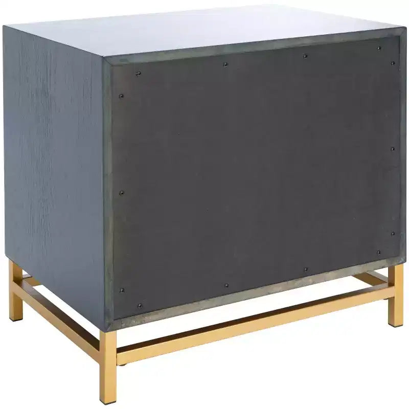 Table de chevet à 2 tiroirs avec accents en laiton