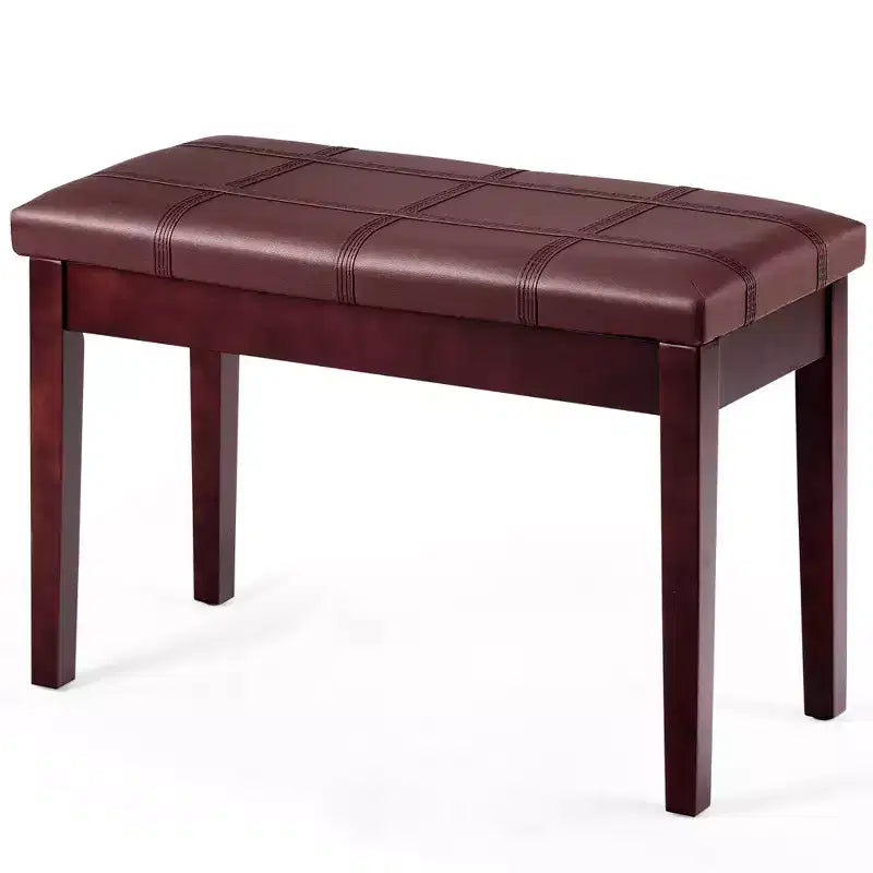 Costway Solid Wood PU Leather Piano Bench Padded Double Duet Keyboard Seat Storage Brown