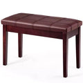 Costway Solid Wood PU Leather Piano Bench Padded Double Duet Keyboard Seat Storage Brown