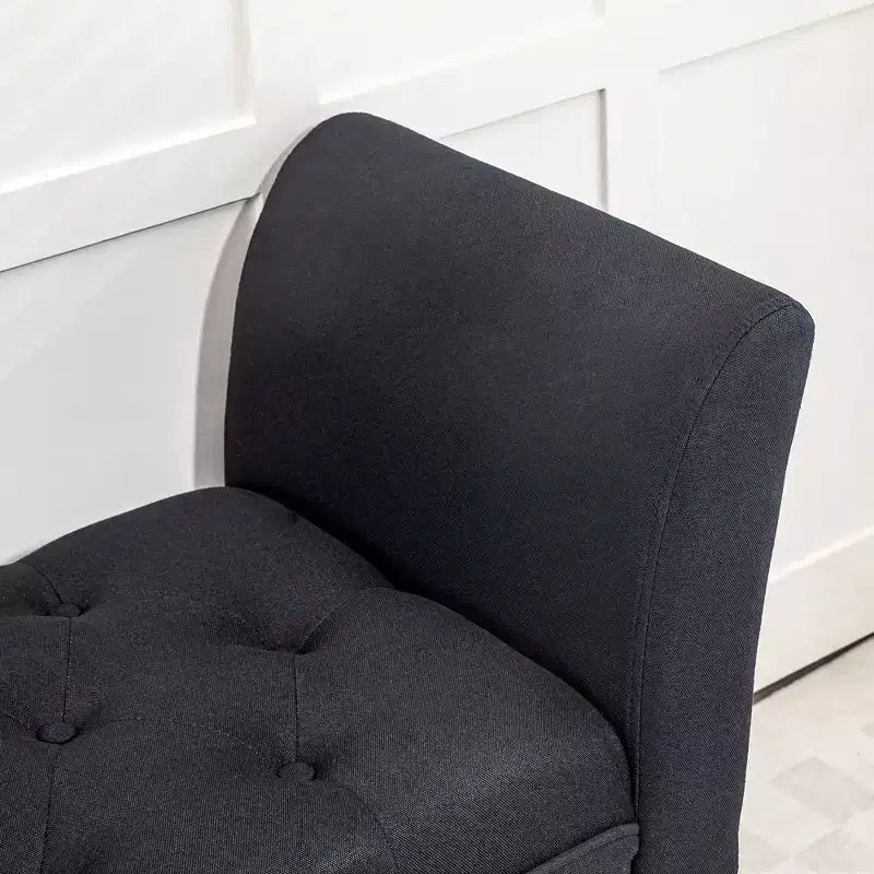 Banc de bout de lit capitonné avec accoudoirs et pieds en bois massif