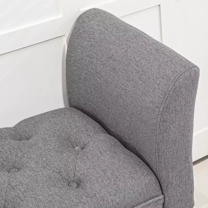 Banc de bout de lit capitonné avec accoudoirs et pieds en bois massif
