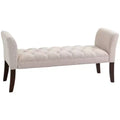 HOMCOM End of Bed Bench with Button Tufted Design, Upholstered Bench with Arms and Solid Wood Legs for Bedroom