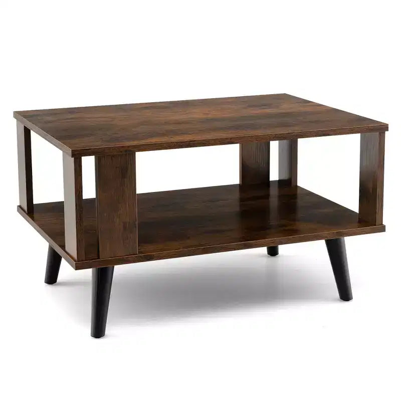 Table basse rétro du milieu du siècle avec étagère ouverte de rangement