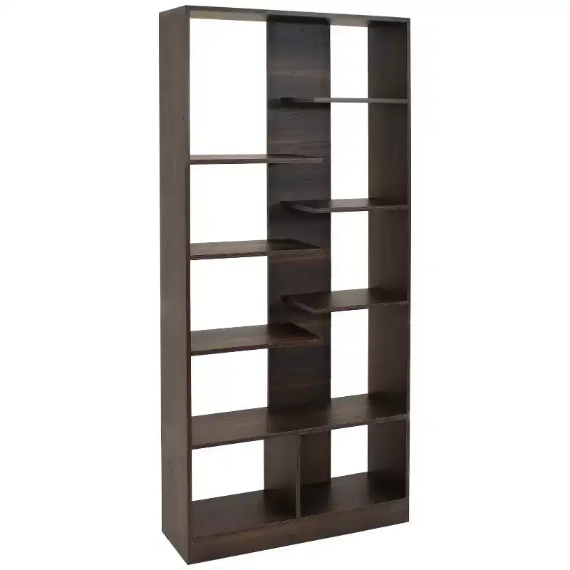 Sunnydaze Indoor Rosalee 9-Tier Open Bookshelf with Staggered Shelves - Coffee Brown