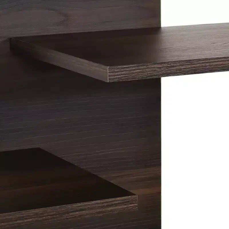 Étagère ouverte à 9 niveaux avec tablettes décalées – Brun café