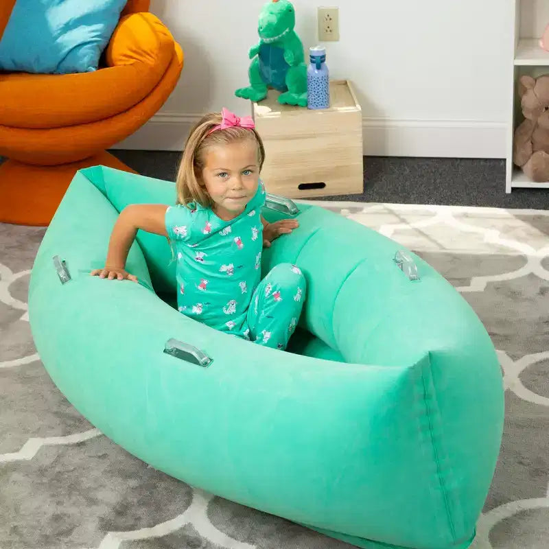 Cocon sensoriel confortable en forme de cosse, 152 cm, 6-12 ans, jusqu'à 1,55 m, vert