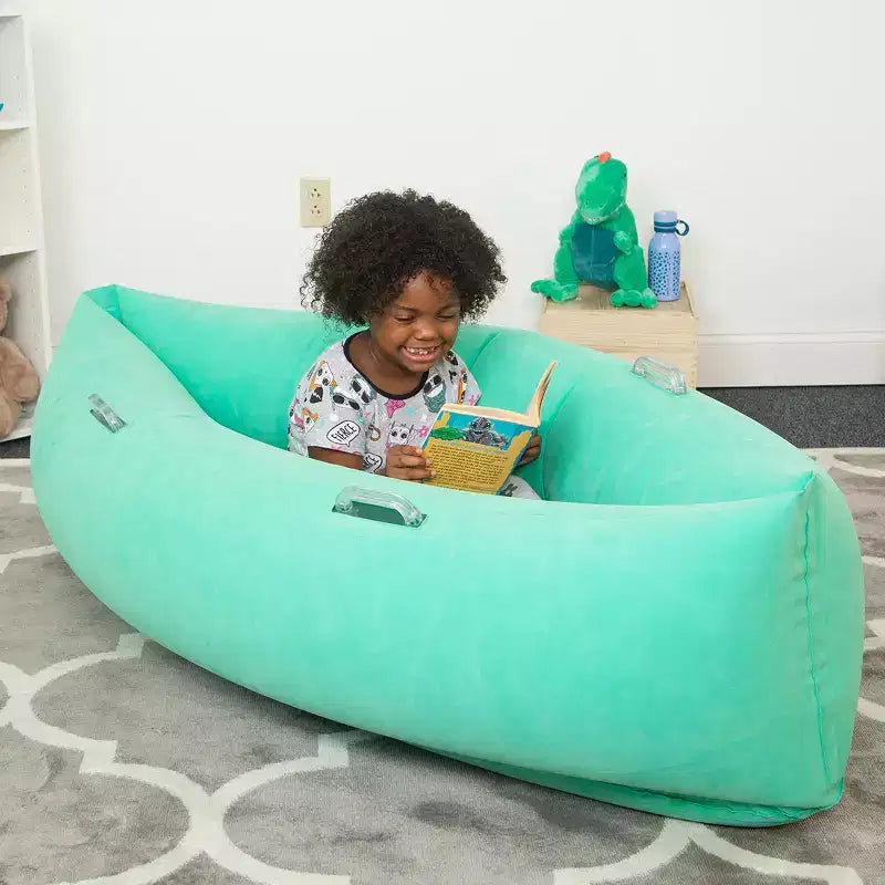 Cocon sensoriel confortable en forme de cosse, 152 cm, 6-12 ans, jusqu'à 1,55 m, vert