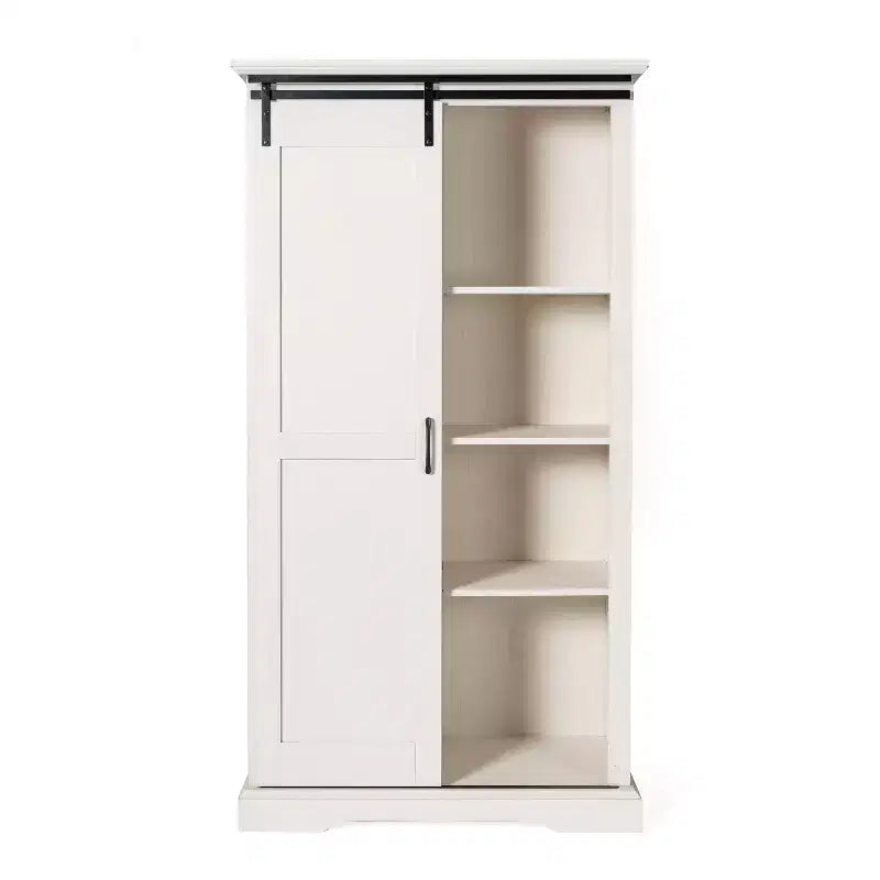 Meuble de rangement de style ferme avec porte coulissante, hauteur réglable et étagères fixes