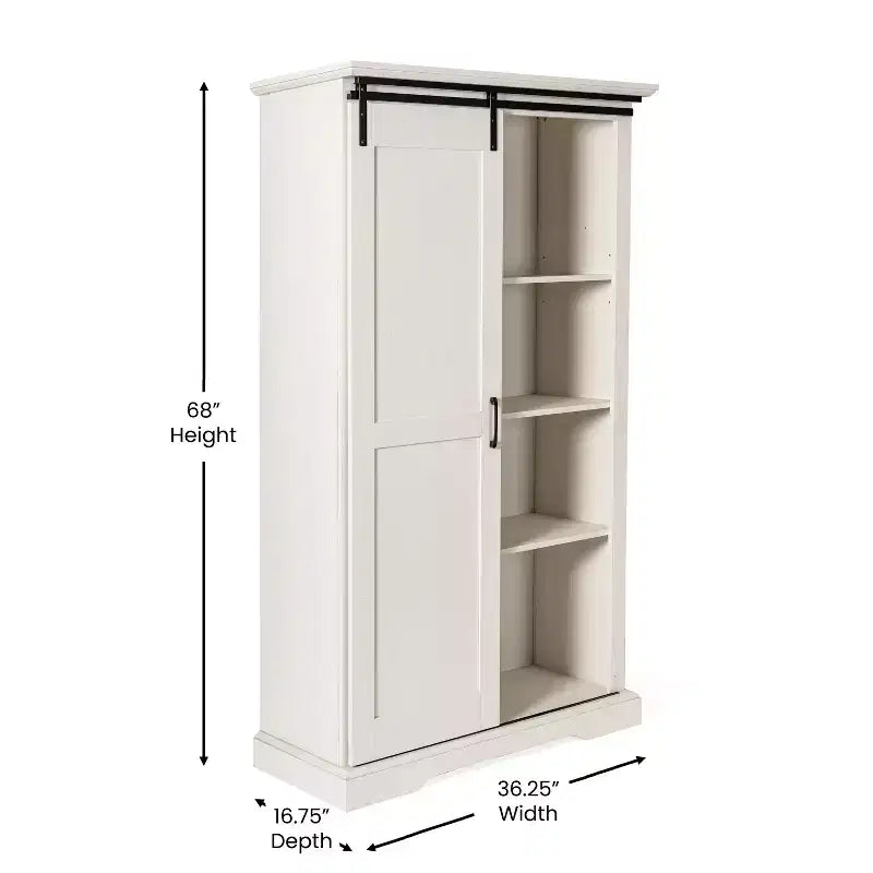Meuble de rangement de style ferme avec porte coulissante, hauteur réglable et étagères fixes