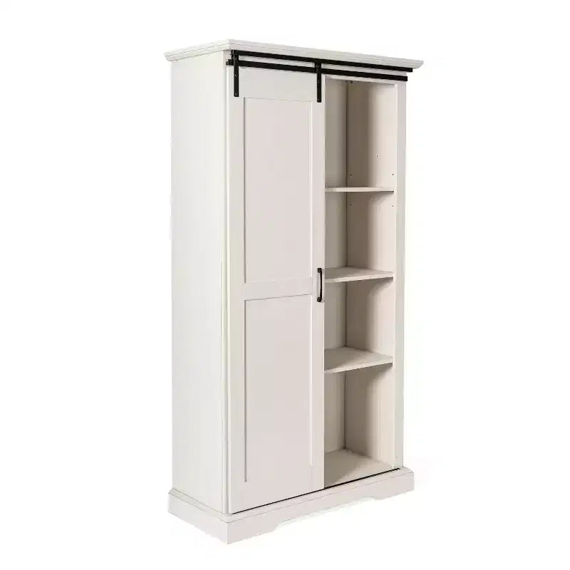 Meuble de rangement de style ferme avec porte coulissante, hauteur réglable et étagères fixes