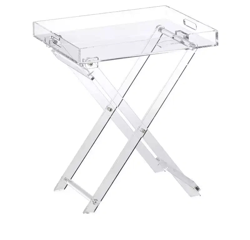 Designstyles Acrylic Foldable Tray Side Table with Handles, Luxurious Home Decor Accent, Perfect for Convenient and Portable Tabletop Space