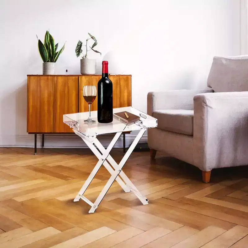 Table d'appoint pliante en acrylique avec poignées
