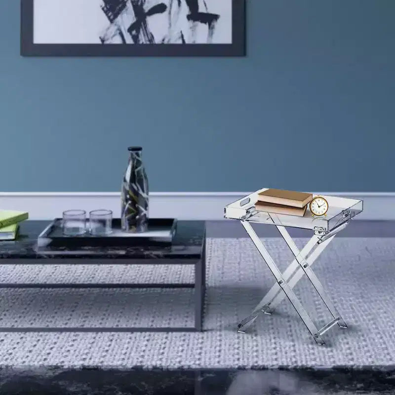 Table d'appoint pliante en acrylique avec poignées