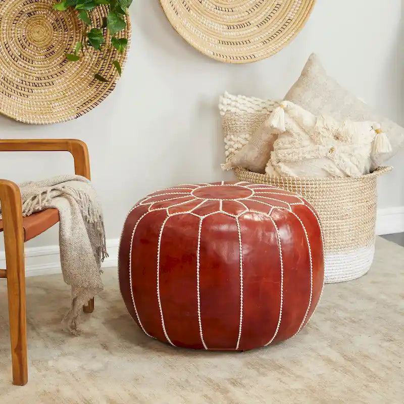 Pouf bohème en cuir