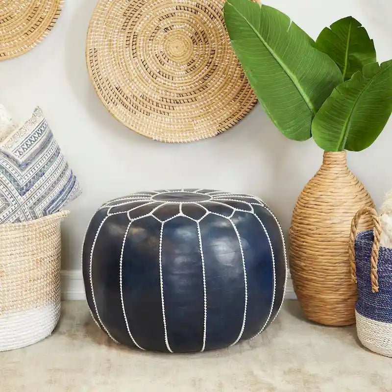 Pouf bohème en cuir