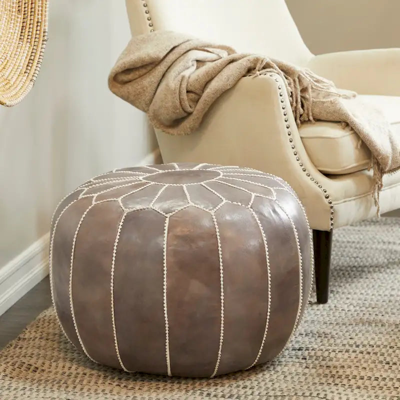Pouf bohème en cuir