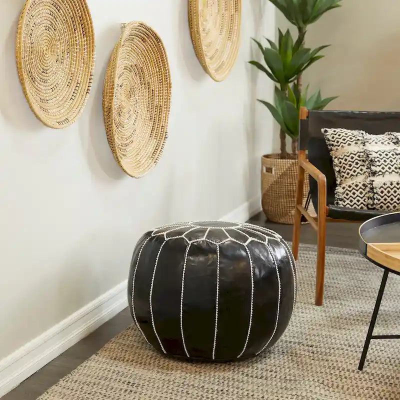 Pouf bohème en cuir