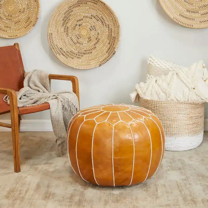 Pouf bohème en cuir