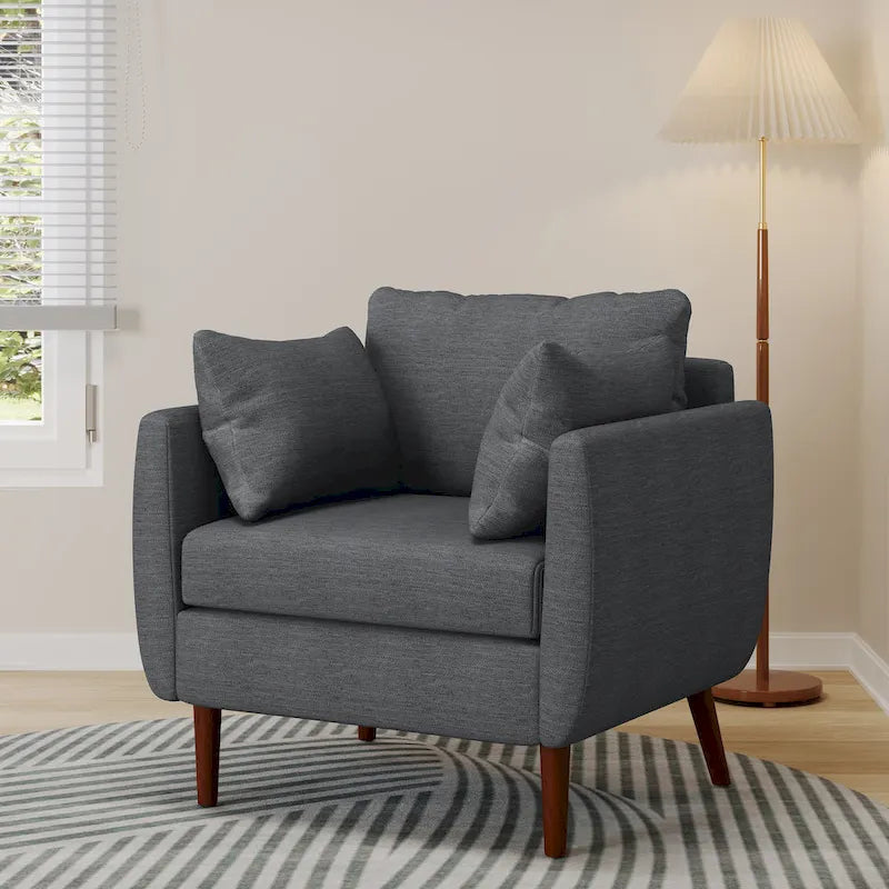 Fauteuil club rembourré avec coussins décoratifs