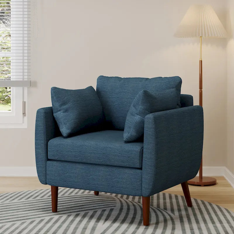 Fauteuil club rembourré avec coussins décoratifs