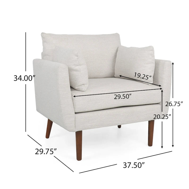 Fauteuil club rembourré avec coussins décoratifs