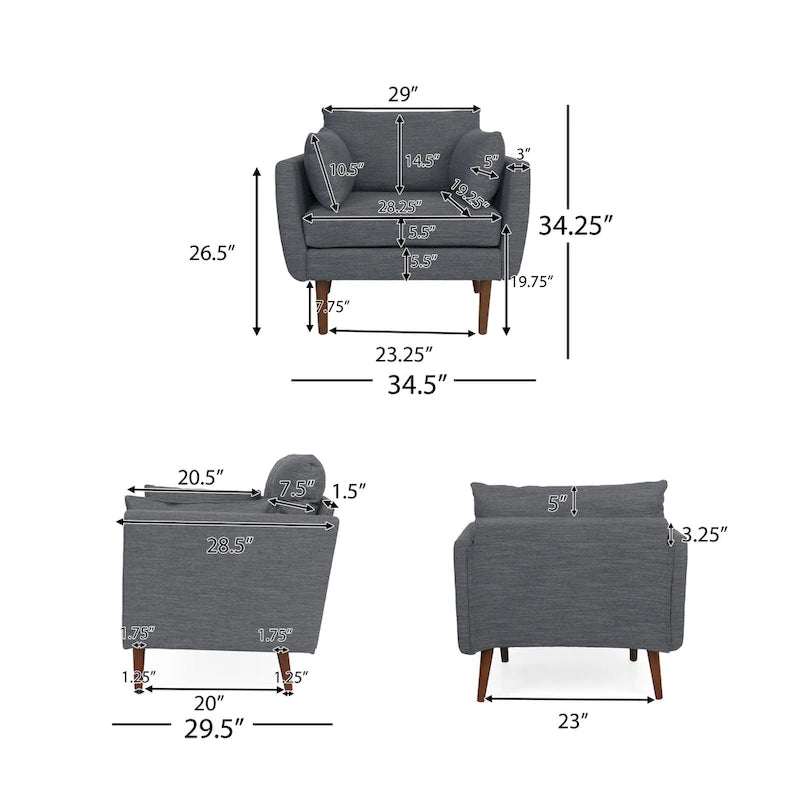 Fauteuil club rembourré avec coussins décoratifs