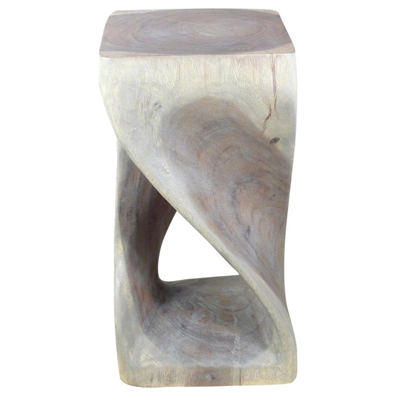Tabouret torsadé en bois 12 x 12 x 23 po de haut, huile grise