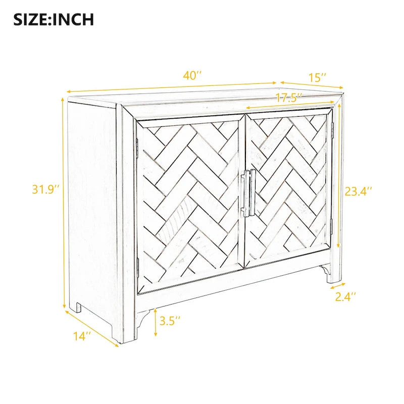Meuble de rangement vintage de 102 cm avec 2 étagères