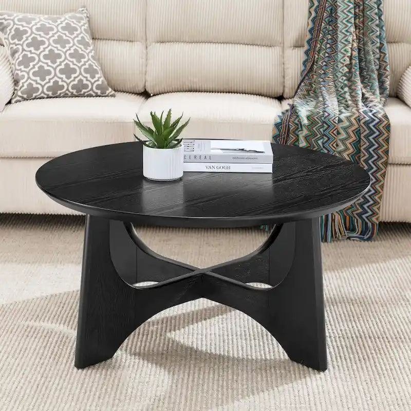 Table basse ronde en bois de 36 po pour salon