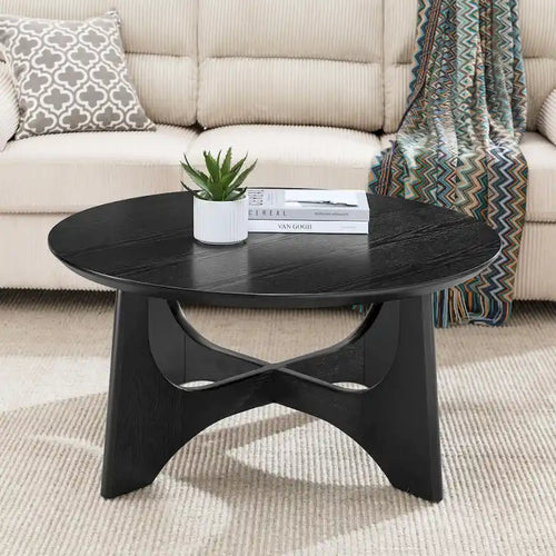 Table basse ronde en bois de 36 po pour salon