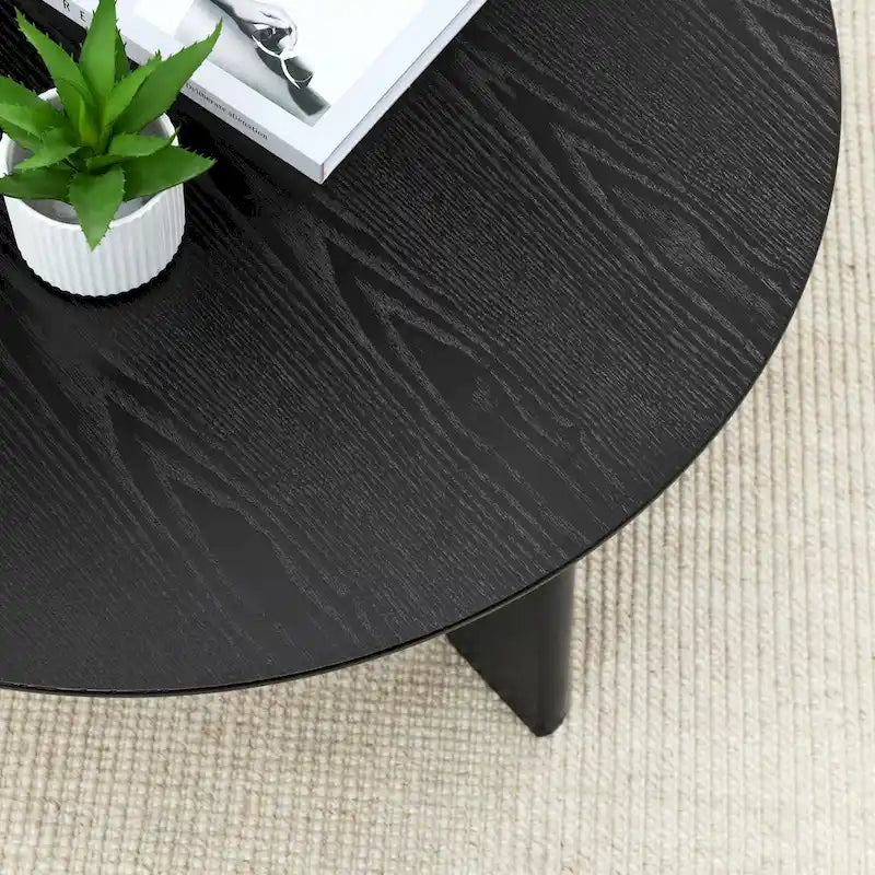 Table basse ronde en bois de 36 po pour salon