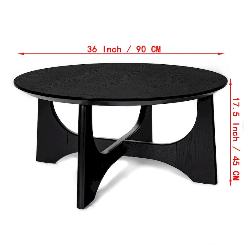 Table basse ronde en bois de 36 po pour salon