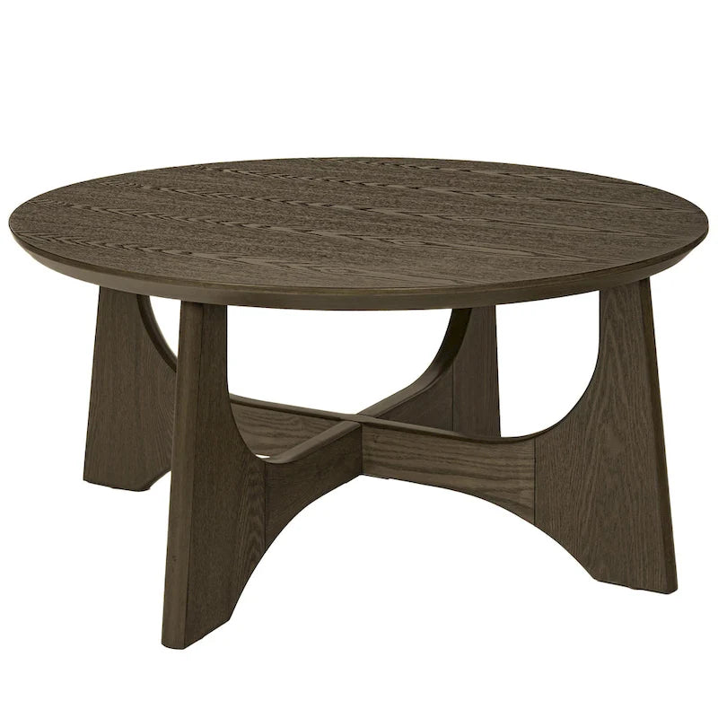 Table basse ronde en bois de 36 po pour salon