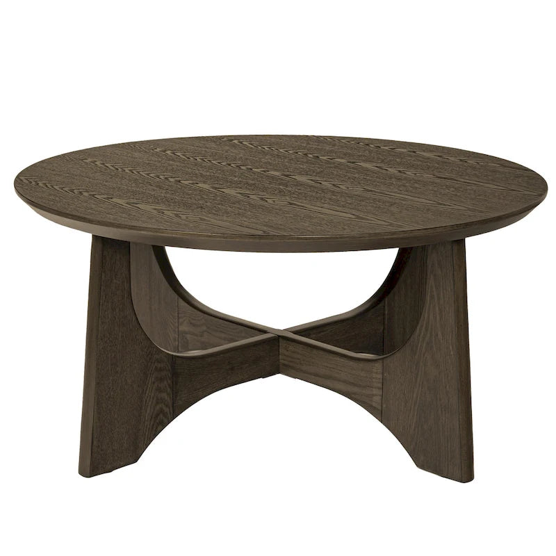 Table basse ronde en bois de 36 po pour salon